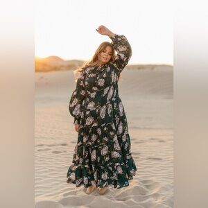 NWT Jessakae Desert Wanderer Dress Green Floral Prairie Style Boho